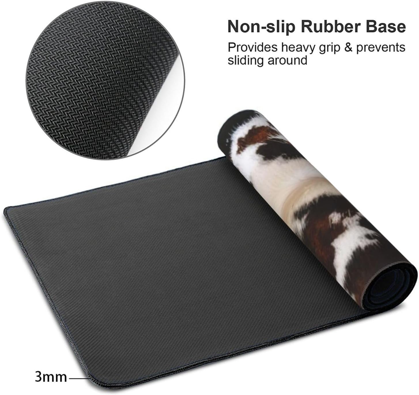 Gaming Mouse Pad, Large Non-Slip Rubber Base Mousepad, Keyboard Mouse Mat, Desk Pad with Stitched Edges,35.4x15.7inch, Brown Cowhide