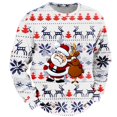 thumbnail image 4 of Chandail à Capuche Sans Capuche pour Hommes Hiver Chaud Col Rond Chandail Imprimé Flocon de Neige Père Noël Décontracté Confortable Doux, 4 of 4