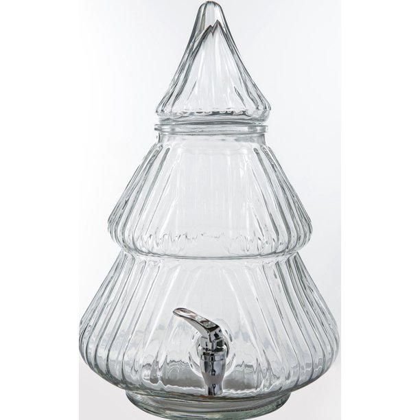 Holiday Time 2.1 Gallon Clear Glass Christmas Tree Beverage Dispenser