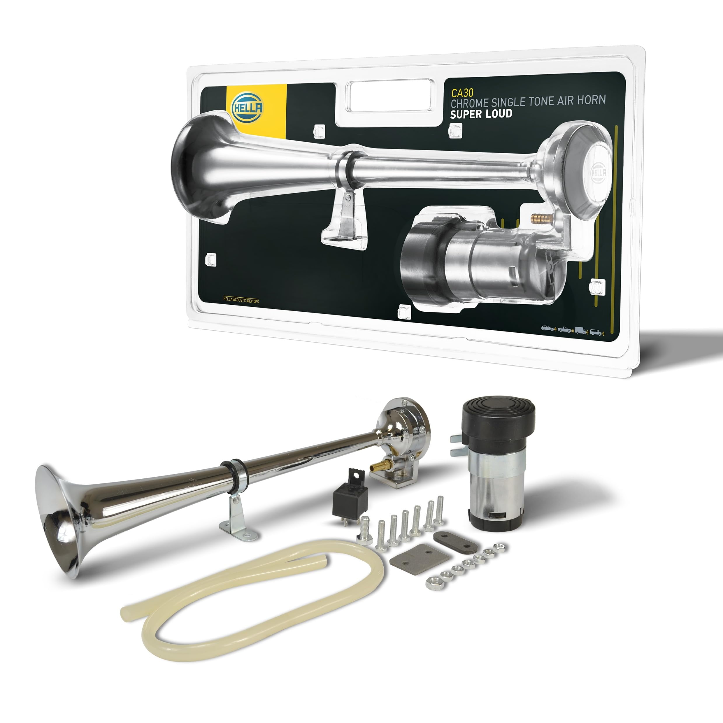 HELLA 013410021 Horn Kit Bl Chrome Air 1-trumpet 24
