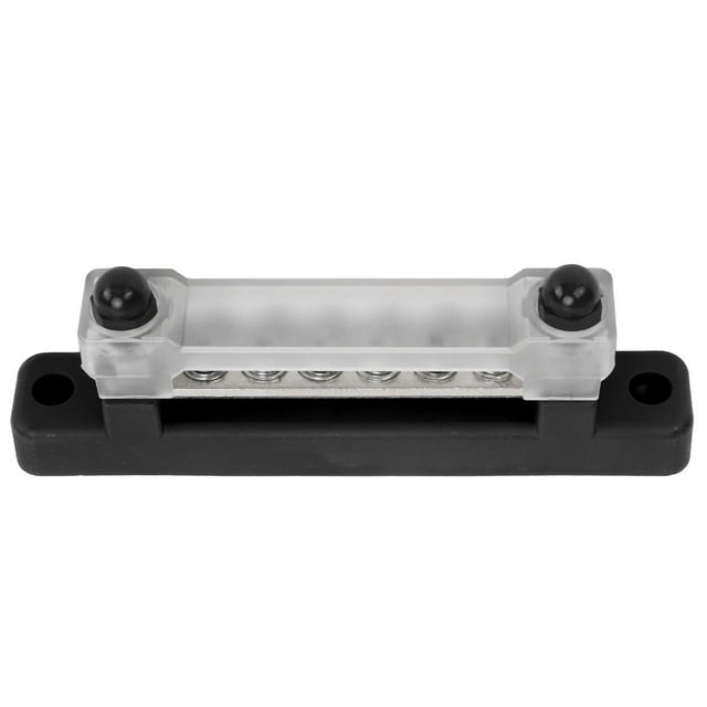 6 Terminal Bus Bar, Power Distribution Block M6 Studs M4 Screws Excellent Conductivity For Car RV Boat Black,Red