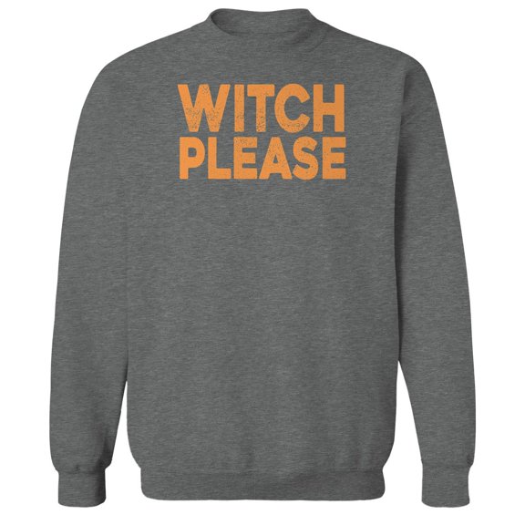Halloween Witch Please Graphic Graphite Heather Men's Cotton Pullover Sweatshirt