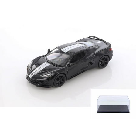 Diecast Car w/Display Case - 2020 Chevy Corvette Stingray Coupe Z51, Black - Showcasts 34527D4 - 1/24 scale Diecast Model Toy Car