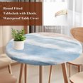thumbnail image 3 of Ombre Blue Waves Round Tablecloth 36-44 Inch Round Fitted Table Cloth with Elastic Edge, Gradient Coastal Beach Sandy Ocean Waterproof Table Cover Protector for Outdoor Picnic Party Dining, 3 of 9