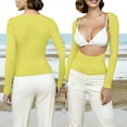 thumbnail image 3 of cocolona Womens Summer Backless Tops Crew Neck Long Sleeve Crop Slim Fit Shirts Going Out Casual Solid Color Blouses, 3 of 5