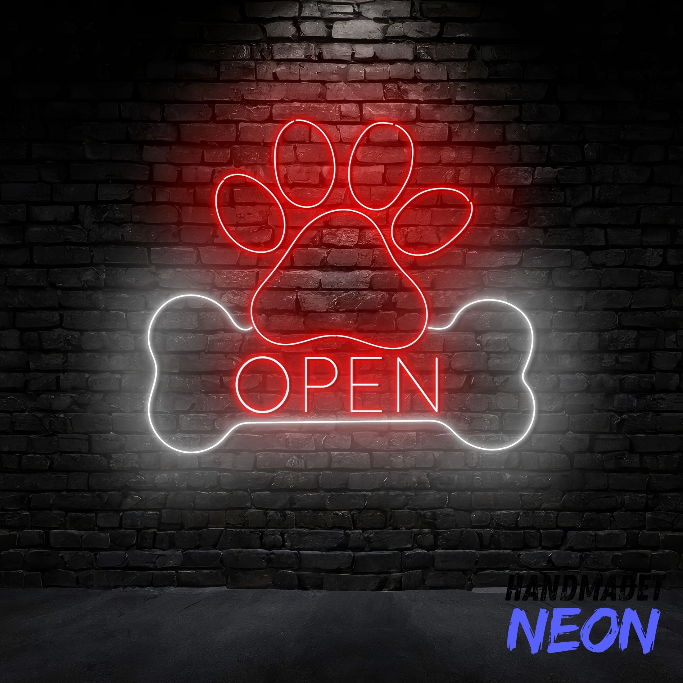 Handmadetneonsign Pet Grooming Open Neon Sign, Dog Paw Bone Led Sign, Dog Cat Shop Light Art, Pet Spa Wall Decor 80997