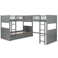 thumbnail image 6 of imerelez Twin Size Bunk Bed with a Loft Bed attached, with Two Drawers,Gray, 6 of 9