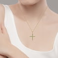 thumbnail image 4 of 10k Yellow Gold Genuine Emerald Cross Pendant Necklace, 4 of 5