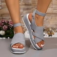 thumbnail image 2 of Sandal for Women Thick Sole Sandals Women Gladiator Open Toe Summer Trendy Non-Slip Solid Color Women Footwear Comfortable Ankle Strap Walking Beach Shoes Gray 7, 2 of 5