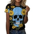 thumbnail image 3 of Skull T Shirts Basic T-Shirt Short Sleeve Ladies Tee Shirt Summer Graphic Clothing, 3 of 5