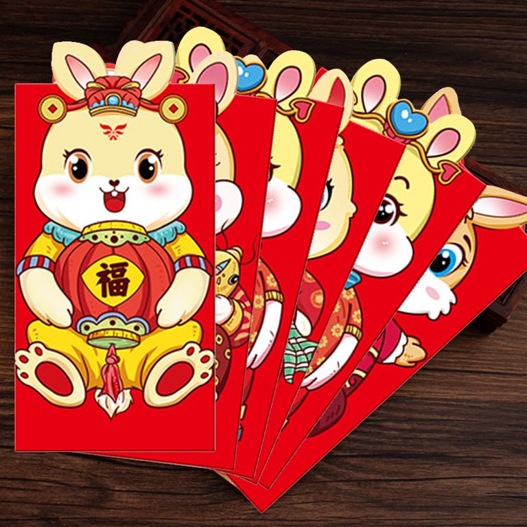 6pcs 2023 Year Of The Rabbit Red Envelope Cute Chinese Zodiac