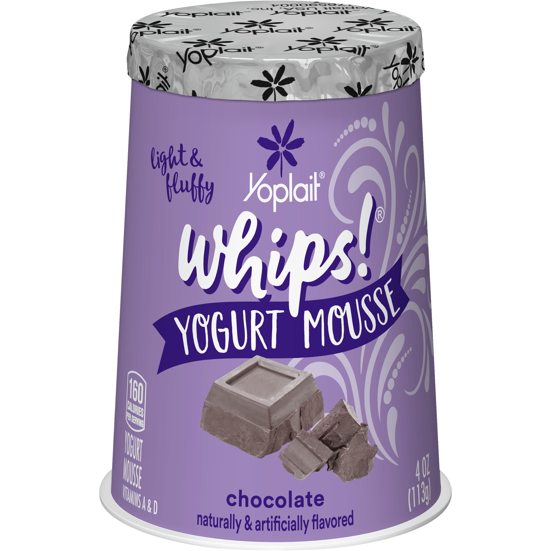 Yoplait Whips! Yogurt, Chocolate, 4 oz