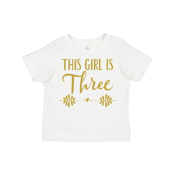 Inktastic 3rd Birthday Gold 3 Year Old Party Photo Girls Toddler T-Shirt