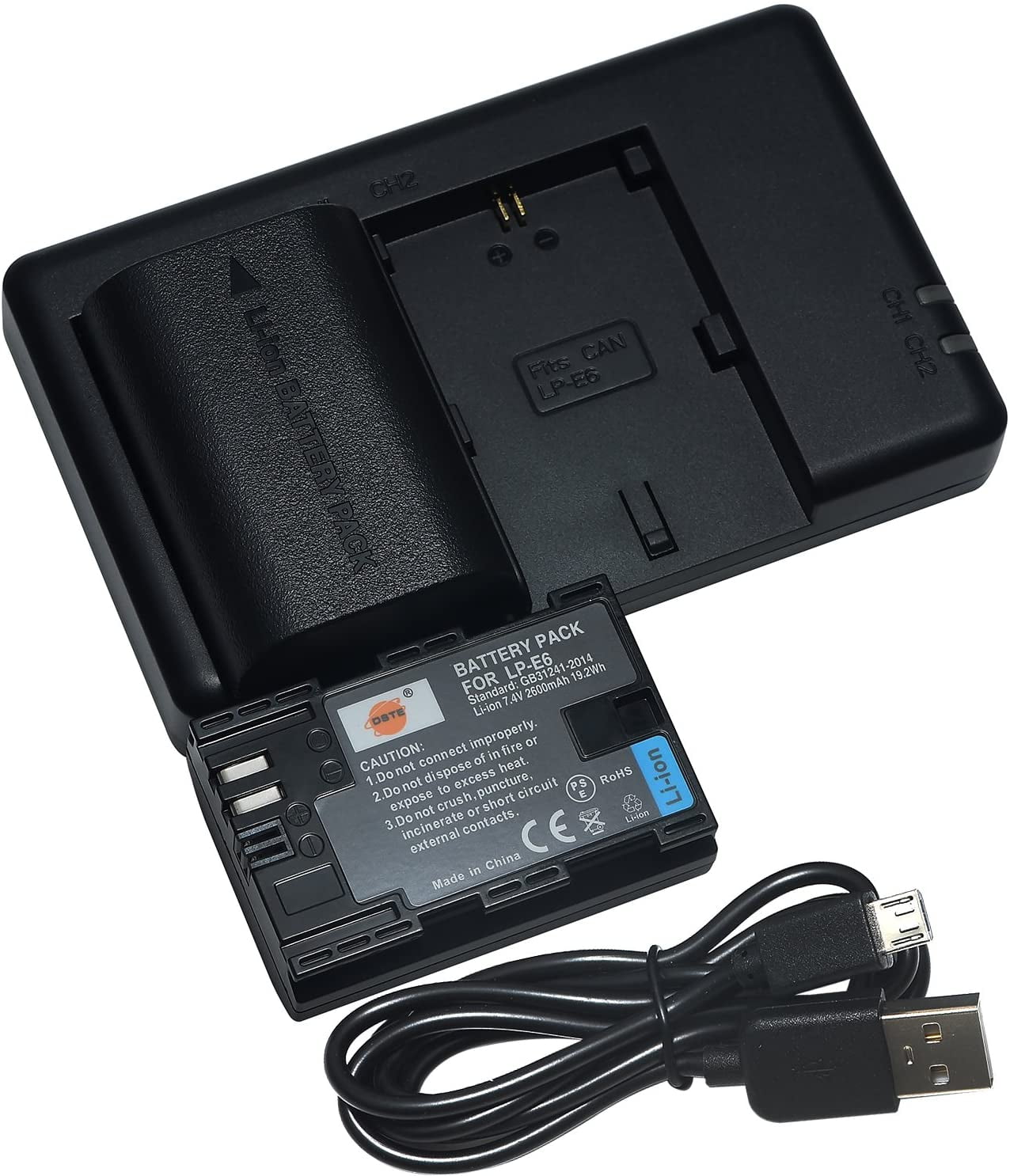 DSTE Replacement for 2X LPE6 Battery + Rapid Dual Charger with Micro