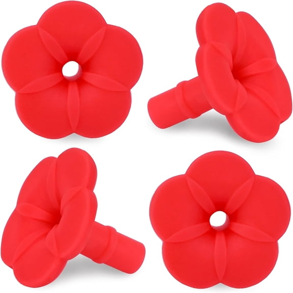 ACDANC Silicone Hummingbird Feeder Replacement Flowers 4 Pack,Red Hummingbird Feeding Ports Soft and Flexible Safe for Birds,7 mm Stem and 3 mm Hole Fits Most Standard Hummingbird Feeders