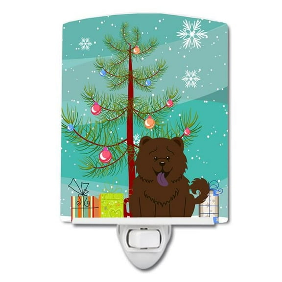 Caroline's Treasures BB4266CNL Merry Christmas Tree Chow Chow Chocolate Ceramic Night Light, 6x4x3", multicolor