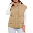 thumbnail image 2 of Cicy Bell Womens Quilted Puffer Vest Stand Collar Zip Up Winter Lightweight Padded Gilet Outerwear, 2 of 13