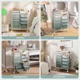 thumbnail image 2 of 14-Drawer Rolling Storage Cart with Metal Tabletop and Pegboard, Scrapbook Paper Office School Organizer,Gradient Green, 2 of 8