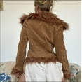 thumbnail image 4 of Gpaecead Women's Vintage Floral Embroidered Jacket - Faux Fur Trim Boho Long Sleeve Coat Brown, 4 of 5