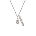 thumbnail image 2 of Delight Jewelry Silvertone White Plumeria Flowers Spinner Silvertone Forever Bar Charm Necklace, 23", 2 of 4