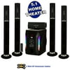 Acoustic Audio AAT1002 Bluetooth Tower 5.1 Home Speaker System with Powered Sub and 2 Extension Cables