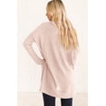 thumbnail image 3 of Wenseny Women Crewneck Pullover Sweater Side Split Long sleeves Loose Fit Sweater Pink M, 3 of 5