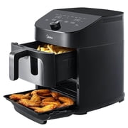 Midea Air Fryer, 11 Qt, Double Basket with Dual Cooking Zones, 8-In-1 Presets, Sync Finish Technology, Black