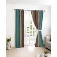 thumbnail image 3 of Teal Blue Brown Blackout Curtains for Bedroom/Living Room, Thermal Insulated Kitchen Curtains, Farmhouse Retro Wooden Grain Stripes Grommet Darkening Window Treatment Drapes 52"x63"x2, 3 of 8