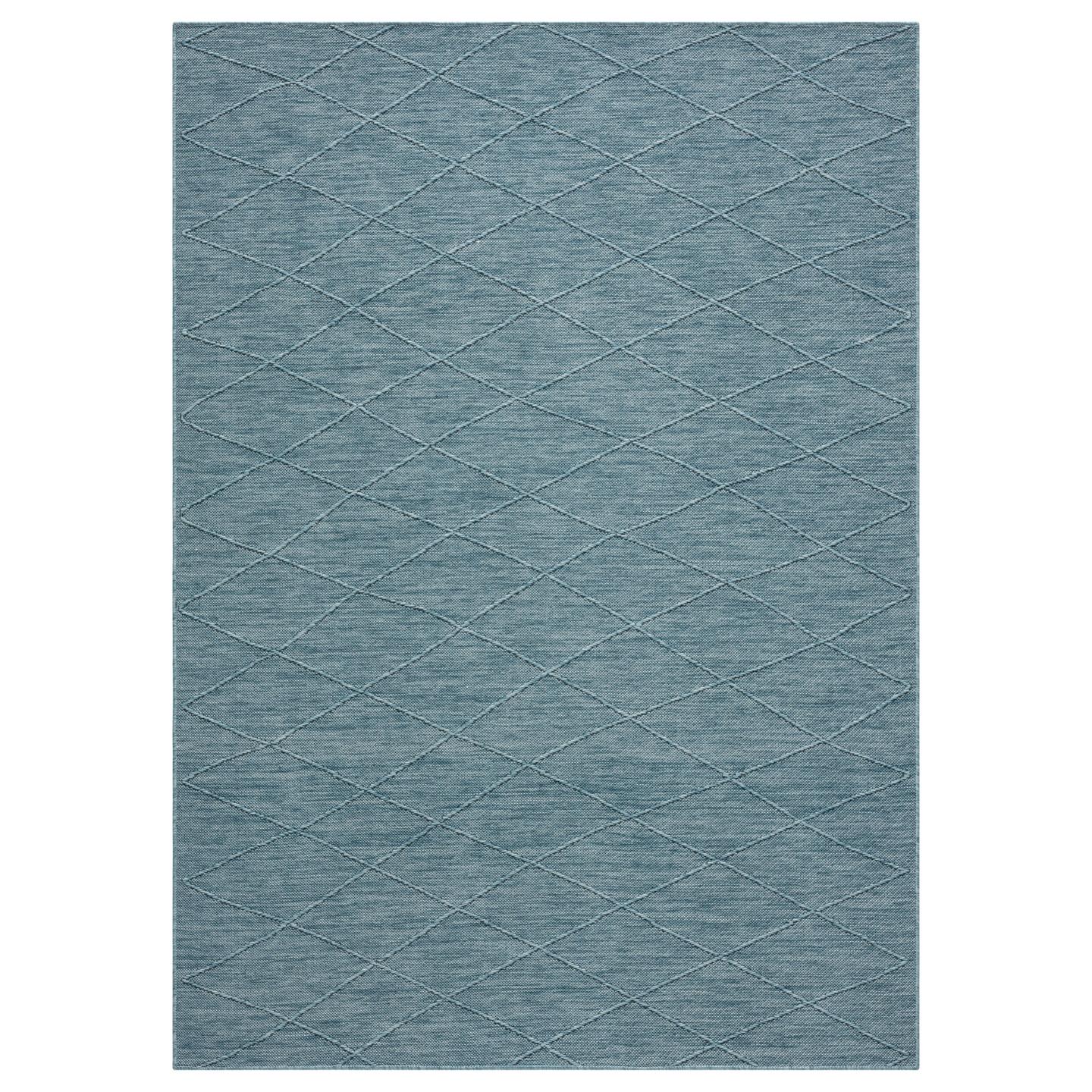 Luxe Weavers Non-Slip Washable Outdoor Aqua 6x9 Area Rug, Modern Geometric Carpet