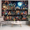 thumbnail image 3 of Dragon Bookshelf Tapestry Witchy Mushroom Bookshelf Tapestries Wall Hanging Gothic Medieval Fantasy Moon Dark Academia Book Large Tapestry for Bedroom Living Room Dorm 40 x 60 inch, 3 of 7