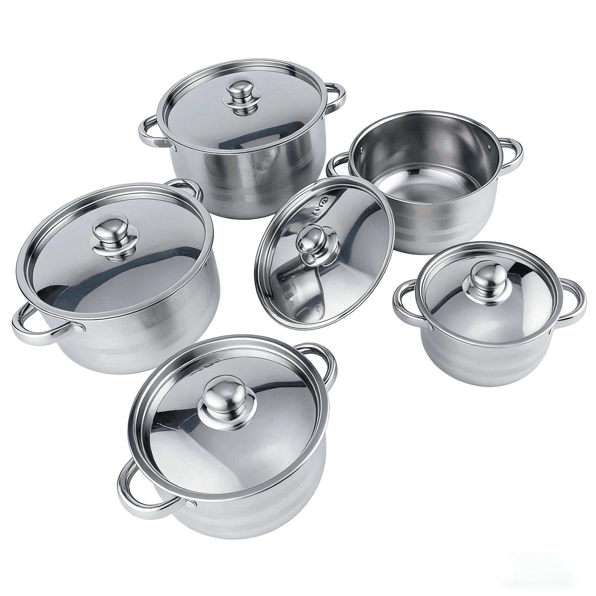 10-Piece Stainless Steel Pot Set, Non-Stick Kitchen Pot Set, Suitable For Induction, Electric And Gas Stoves, Aluminum Core Design, Even Heat Conduction, Dishwasher Safe, Silver