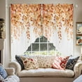 thumbnail image 5 of Swag Curtains Valances for Windows, Orange Fall Eucalyptus Short Kitchen Window Curtains Over Sink, Rustic Watercolor Leaves Floral Cafe Curtains Panel Set Of 2,Rod Pocket, 45 Inches Length, 5 of 8