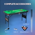 PEXMOR 4.5ft Foldable & Portable Pool Table, Durable MDF Game Set for Kids, Adults, Indoor