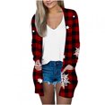 thumbnail image 2 of Womens Christmas Snowman Cardigan Sweater，Women's Christmas Lightweight Cardigan Long Sleeve Open Front Kimono Cardigan with Pocket Xmas Tree Graphic Tops Outerwear, 2 of 5