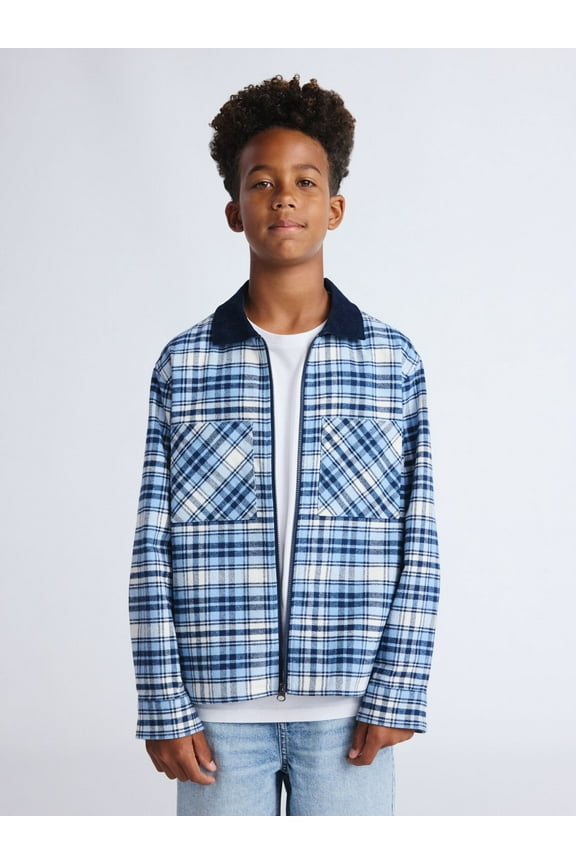 Boys Flannel Full Zip Shacket, Sizes 4-18