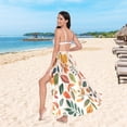 thumbnail image 6 of FORMRS Womens Long Sarong Beach Wrap Semi-Sheer Bikini Skirt Bathing Swimsuit Cover Up, Beige Retro Leaves, 6 of 7
