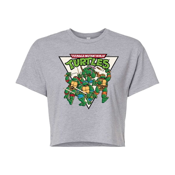 Teenage Mutant Ninja Turtles - Triangle Logo - Juniors Cropped Cotton Blend T-Shirt