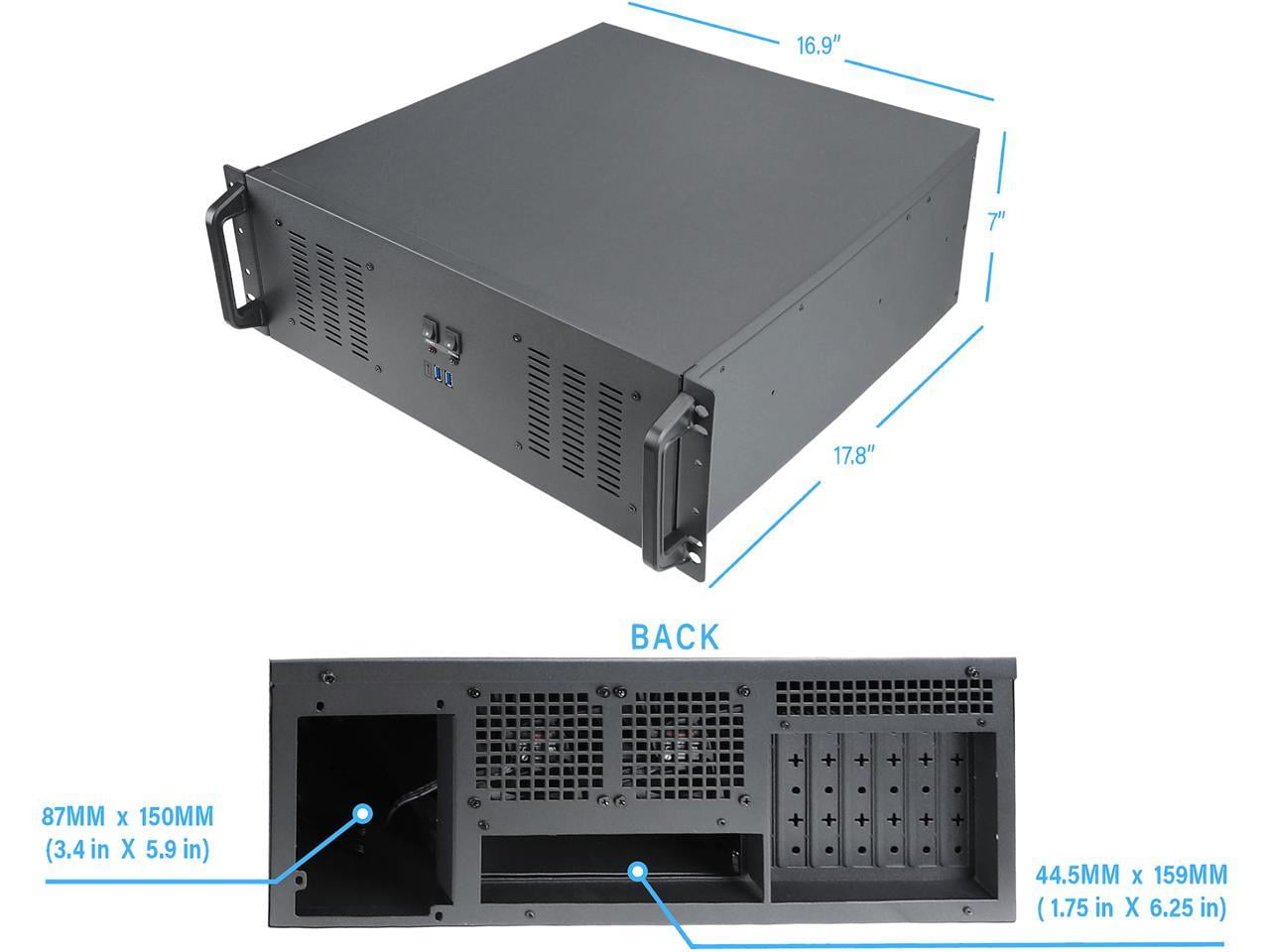 Rosewill 4U Server Chassis Rackmount Case | 11x 3.5" Bays, 3x 2.5" Devices| ATX, CEB Compatible | 2 120mm PWM Fan, 2 80mm PWM Fans | 2x USB 3.0, 1 USB-C 3.1 | Front Panel Lock and Key | - RSV-R4200U