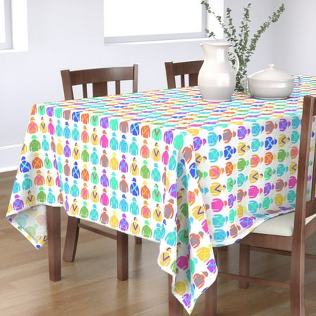 

Cotton Sateen Tablecloth 90 Square - Colorful Race Horse Racing Equestrian Print Custom Table Linens by Spoonflower