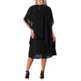 thumbnail image 3 of INSPIRE CHIC Women's Fall Dresses Chiffon Cape Overlay Crewneck Asymmetric Ruffle Formal Shift Midi Dress for Wedding Guest S Black, 3 of 6