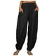 thumbnail image 1 of Pantalones anchos con cintura elástica para mujer - Pantalones holgados informales con bolsillos - Poliéster, tallas S-XXXXXL, 1 of 7