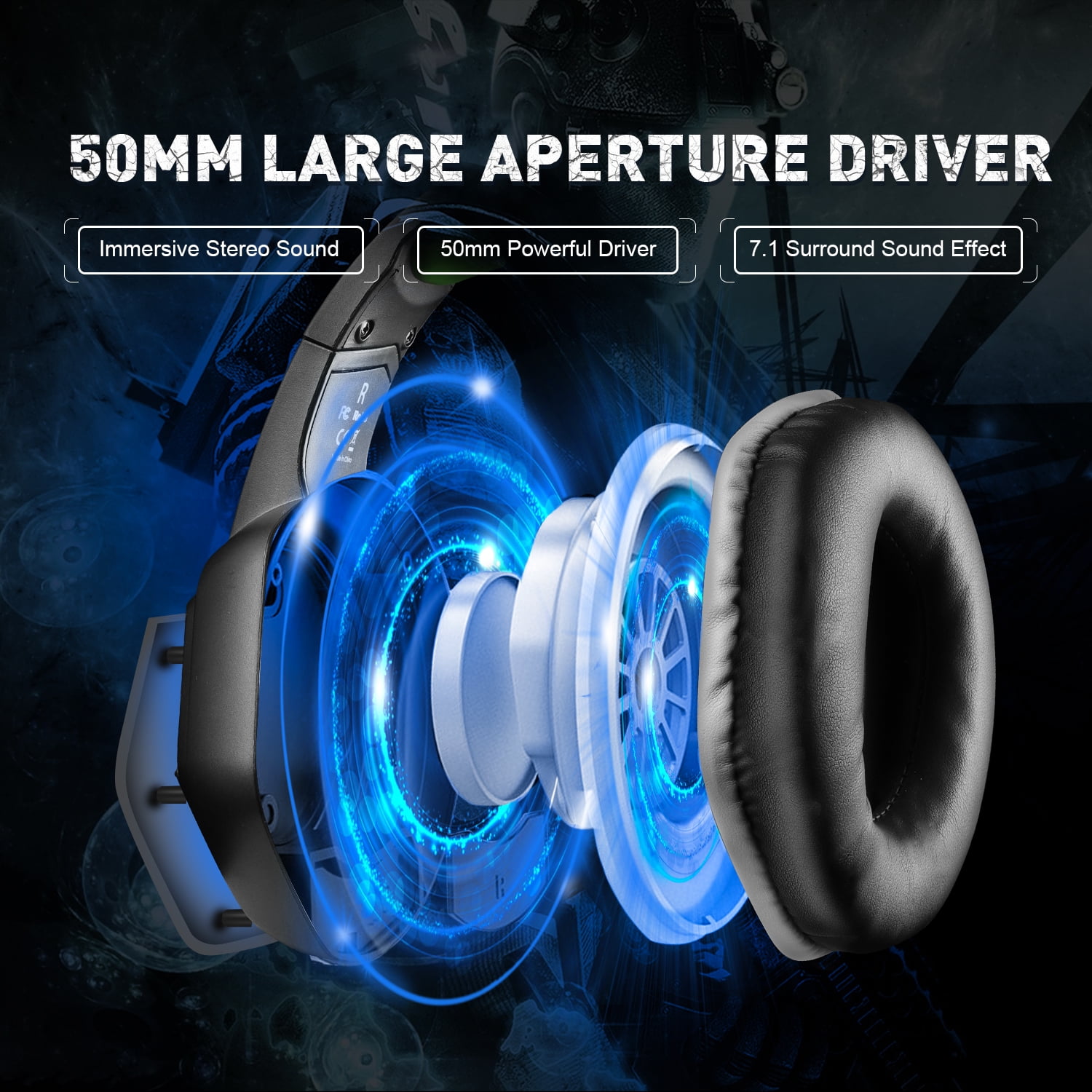 AURICULARES GAMER HEADSET EKSA E1000 V-SURROUND 7.1 RGB PC PS4 VERDE