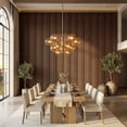 thumbnail image 4 of Fahomiss Asymmetric Acoustic Wood Slat Wall Tiles 4-Pack 24"x24", Walnut 3D Linear Panels, 4 of 10