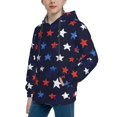 thumbnail image 2 of Uemuo Watercolor Stars1 Pattern Hooded Sweatshirt for Youth Pullover with Kangaroo Pocket Trendy youth sweatshirt Casual Hoodie for Boys and Girls-Small, 2 of 6