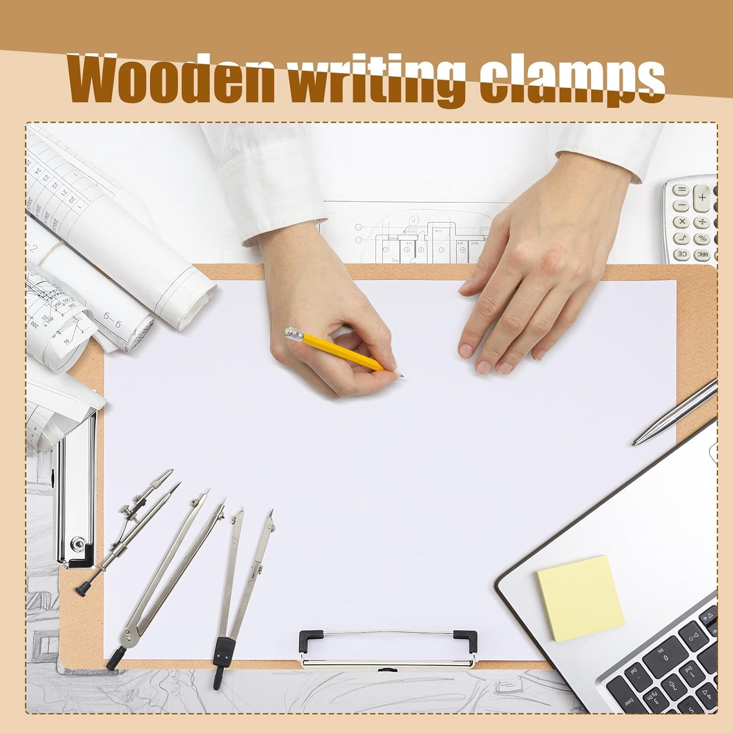 12 Pcs 11x17 Clipboard Wooden Lap Board with Low Profile Clip Brown Double Landscape Clip Hardboard Drawing Board Landscape Horizontal Large Clipboard for Desk Paper Sketching Art Supplies