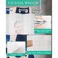 thumbnail image 4 of No Hook Shower Curtains with Snap in Liner, Blue Color Block Waterproof Fabric Shower Curtain, Minimalist Modern Abstract Geometric Double Layers & See-Through Top Window Bathroom Curtains 72''x84'', 4 of 6