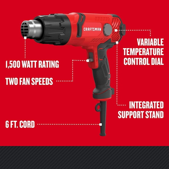 Heat Gun, Corded, Variable Heat Setting up to 1200 Degrees, 1500 Watt (CMEE531)