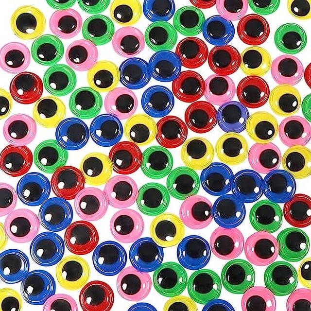 Xiao Hua 300 piezas de 12 mm de ojos saltones multicolores autoadhesivos redondos de plástico para manualidades, accesorios para manualidades y álbumes de recortes.