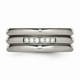 thumbnail image 4 of Titanium Polished Grooved CZ Ring, 4 of 10