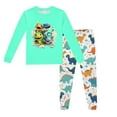 thumbnail image 1 of LUOGENLI Ensemble de Pyjama à Manches Longues et Col Rond Imprimé Dinosaure pour Enfants (2-9 Ans) Tenues en Lin pour Garçons Longueur Midi Vert Menthe 2T, 1 of 4